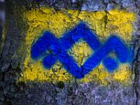 Wegmarkierung an Baumstamm